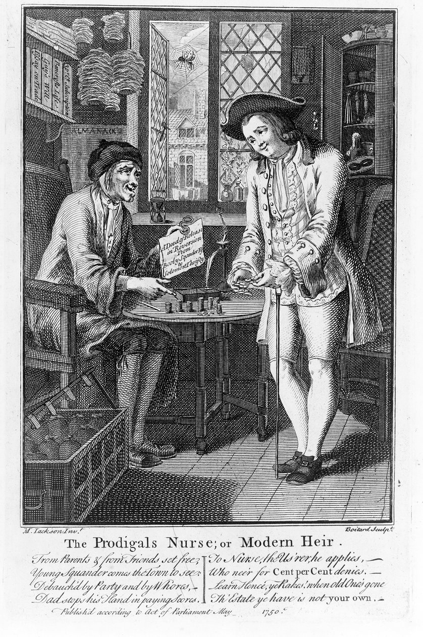 A tékozló dajka vagy modern örökös, kiad. 1750 alkotó: Louis Philippe Boitard