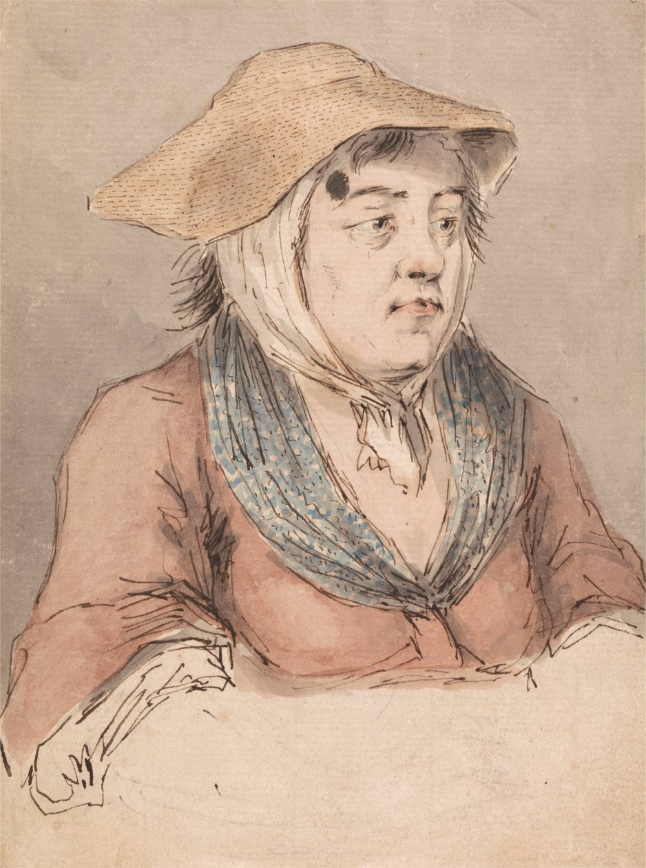Nő egy kék smock alkotó: Louis Philippe Boitard