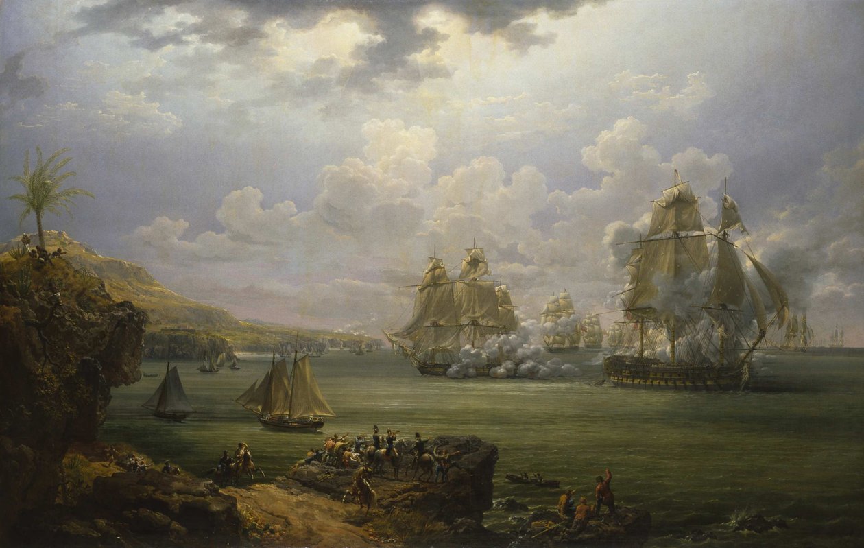 A Poursuivante fregatt harca a brit Hercule hajó ellen, 1803. június 28-án. alkotó: Louis Philippe Crepin