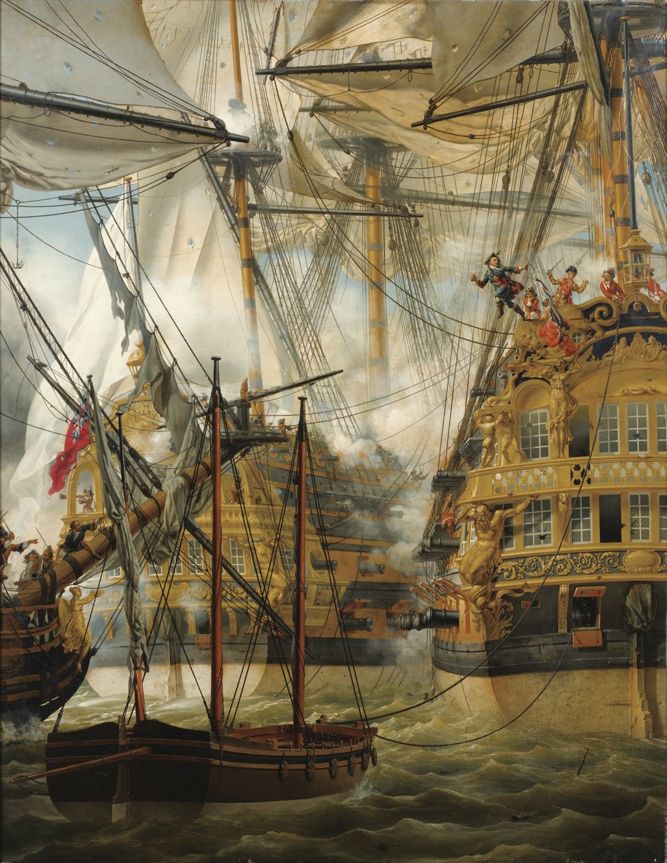 A HMS Cumberland a Le Lys és a La Gloire ellen harcol, 1827 alkotó: Louis Philippe Crepin