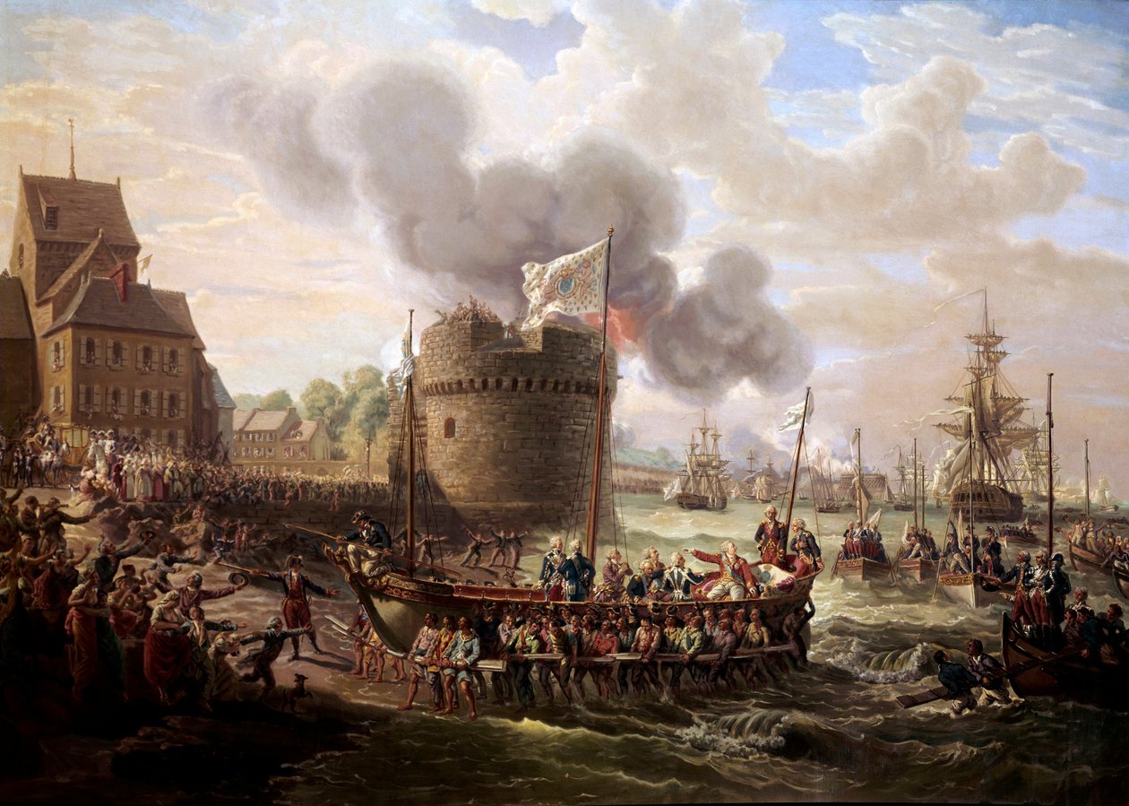 XVI. Lajos király meglátogatja Cherbourg kikötőjének alkotásait 1786.06.23-án Louis Philippe Crepin (1772-1851) festménye 1786 Párizs, Musee du Louvre. alkotó: Louis Philippe Crepin