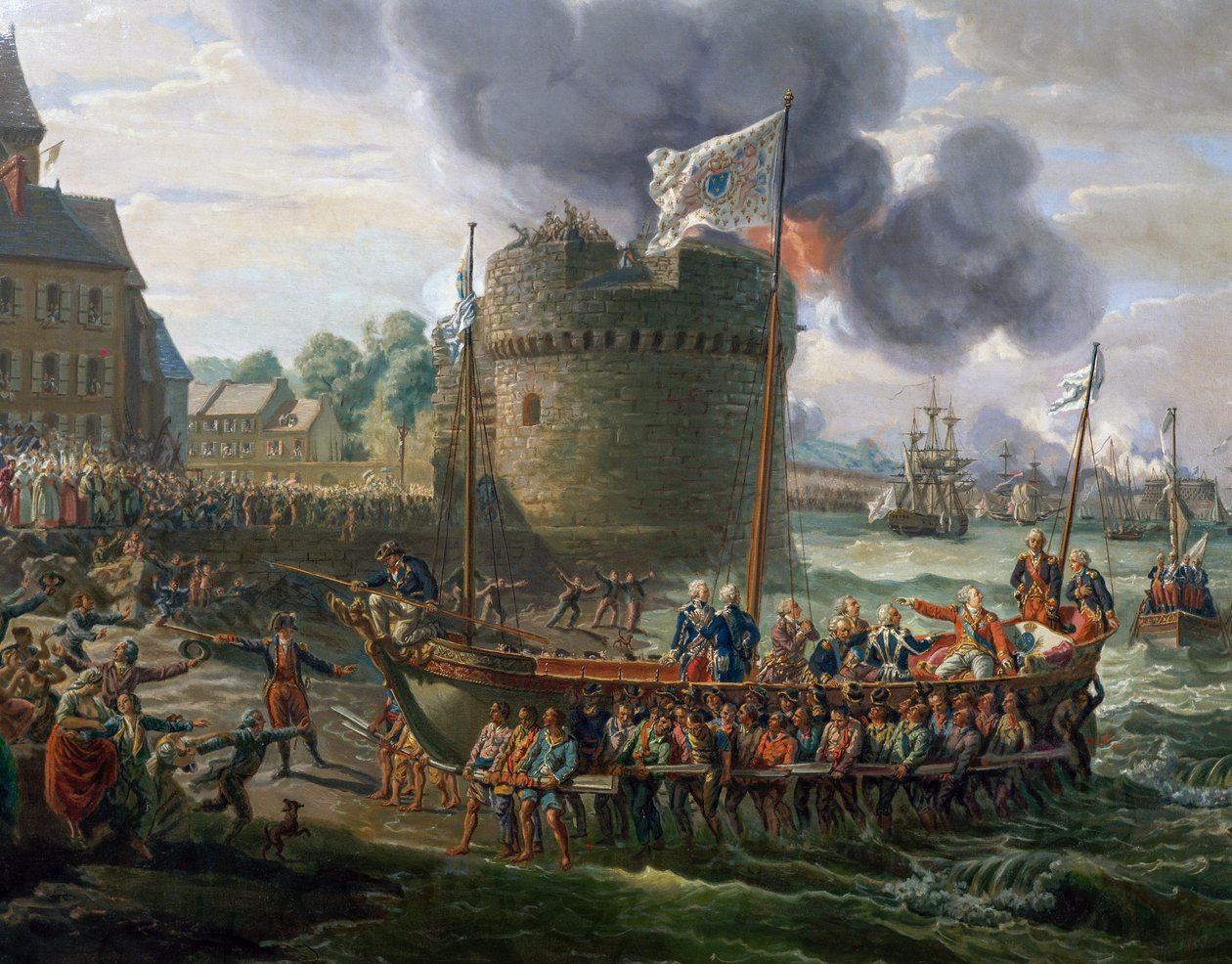 XVI. Lajos meglátogatta Cherbourg kikötőjét június 23-án alkotó: Louis Philippe Crepin