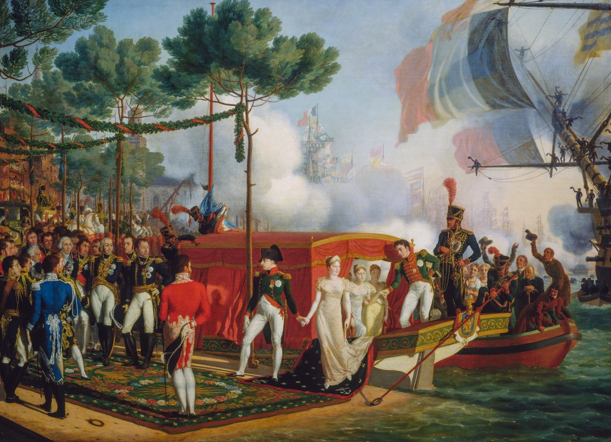 Napóleon Bonaparte és Marie Louise partra száll Antwerpenben alkotó: Louis Philippe Crepin