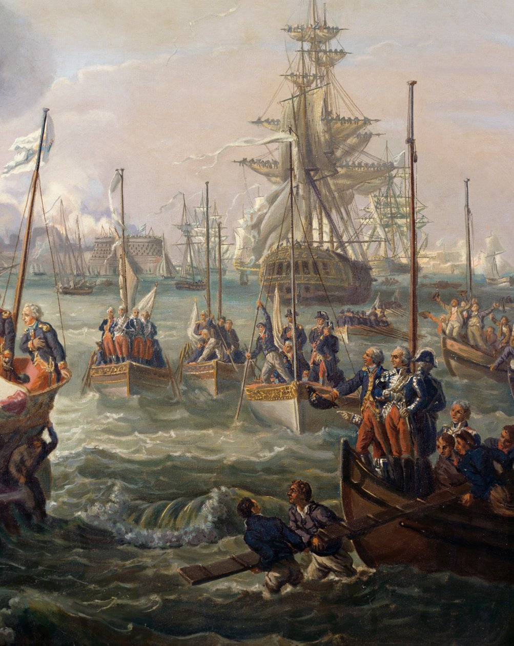 Királyi flotta XVI. Lajos nyomában Cherbourgban június 23-án alkotó: Louis Philippe Crepin