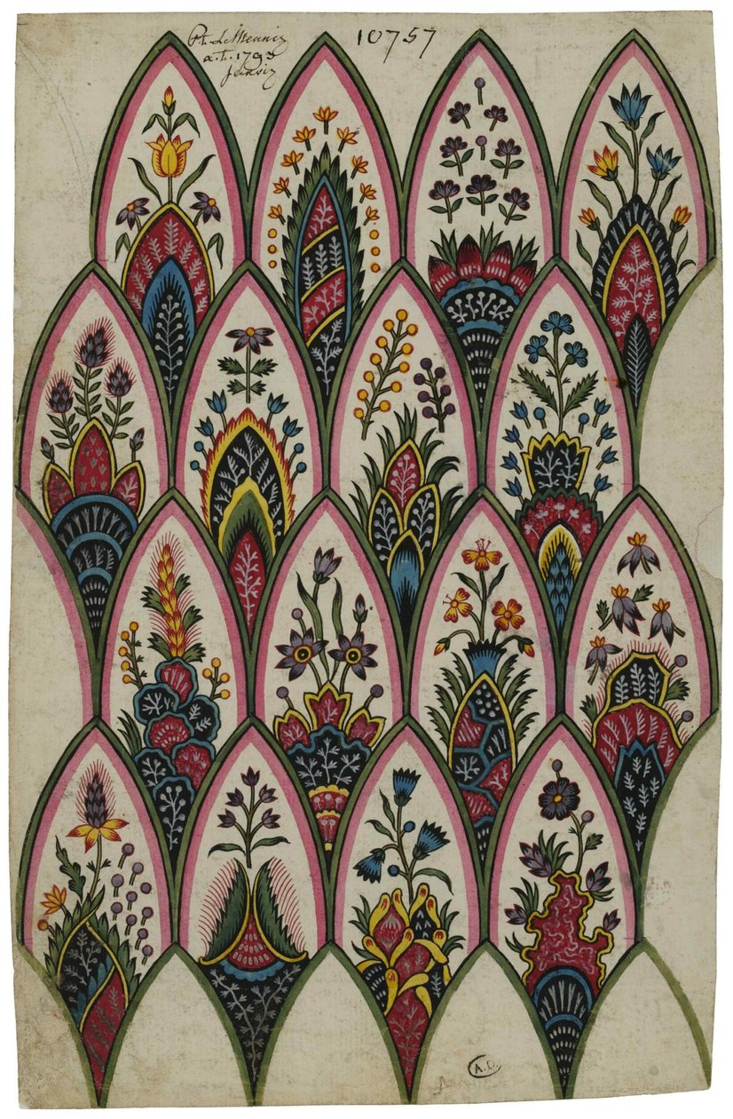 Indiai motívumok vázlata, 1793. alkotó: Louis Philippe Lemeunnié