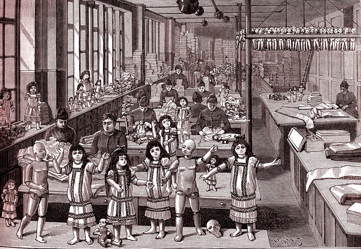 Doll factory, Shipping room, from "La Nature" alkotó: Louis Poyet