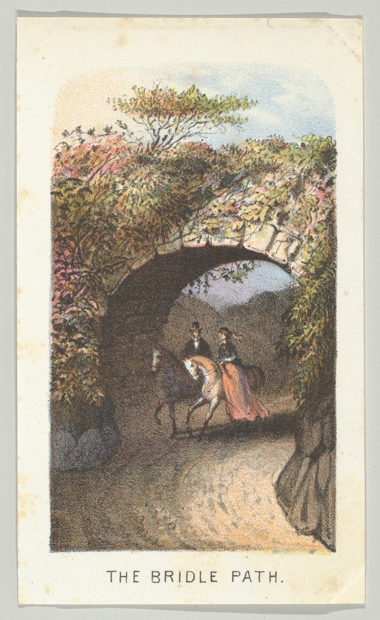The Bridle Path, a Views in Central Park, New York, 2. rész, 1864 sorozatból. alkotó: Louis Prang