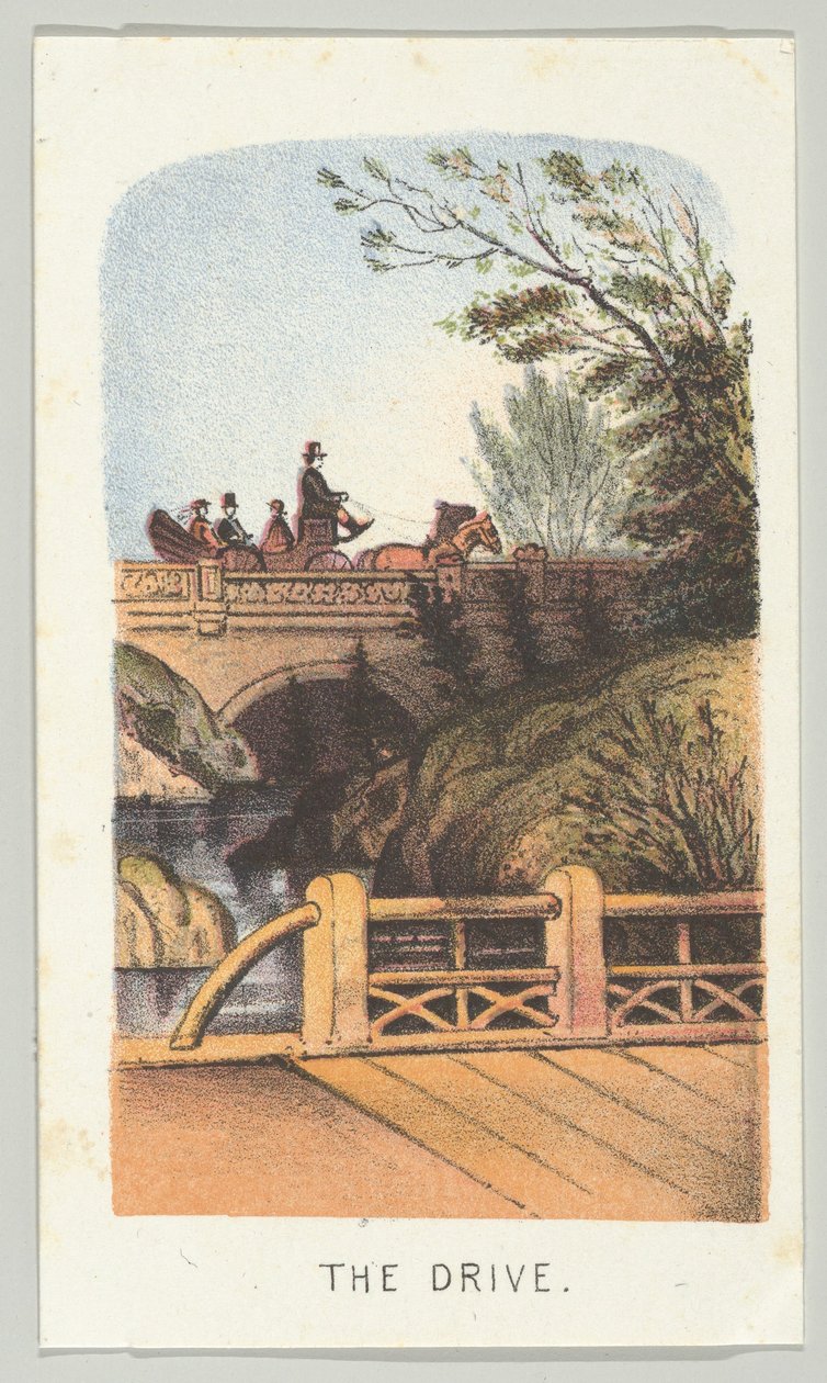 The Drive, a Views in Central Park, New York, 2. rész, 1864 sorozatból. alkotó: Louis Prang