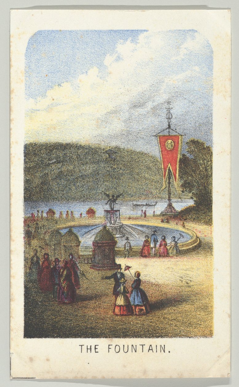 The Fountain, a Views in Central Park, New York, 3. rész, 1864 sorozatból. alkotó: Louis Prang