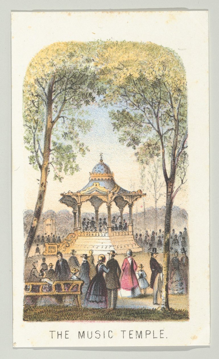 The Music Temple, a Views in Central Park, New York, 2. rész, 1864 sorozatból. alkotó: Louis Prang