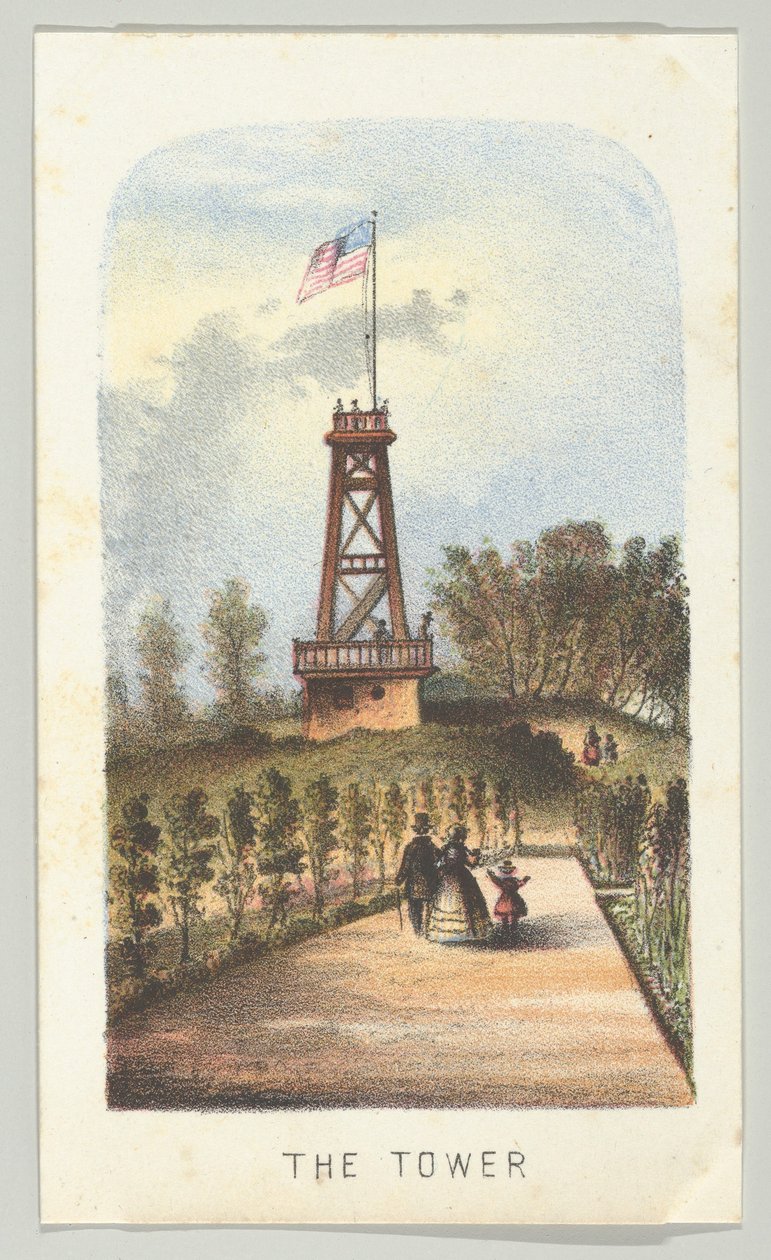 A torony a sorozatból, Views in Central Park, New York, 2. rész, 1864. alkotó: Louis Prang