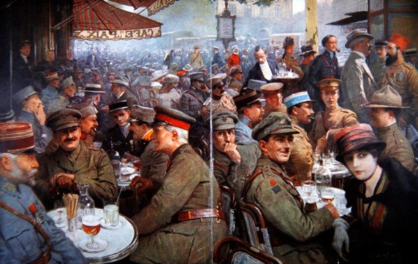 "A béke kávézó a háború alatt" alkotó: Louis Remy Sabattier