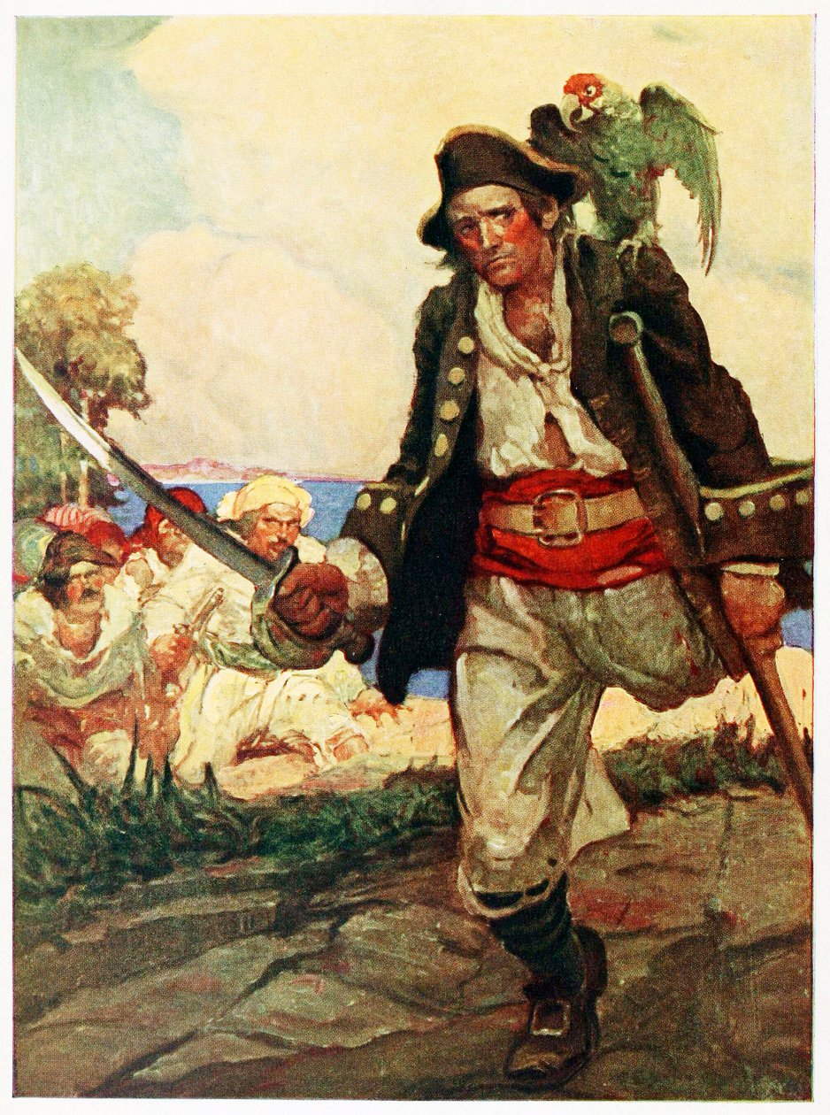 Frontispiece a Treasure Island pubból. 1915. alkotó: Louis Rhead