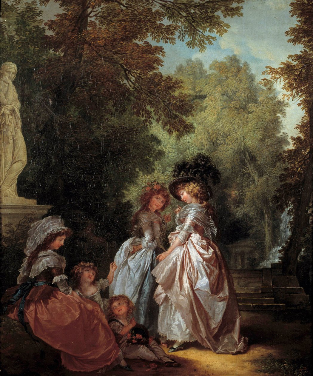 Nők és gyerekek a parkban Louis-Roland Trinquesse festménye (kb. 1746-kb. 1800) 18. század V. 0,61x0,33 m. alkotó: Louis Rolland Trinquesse