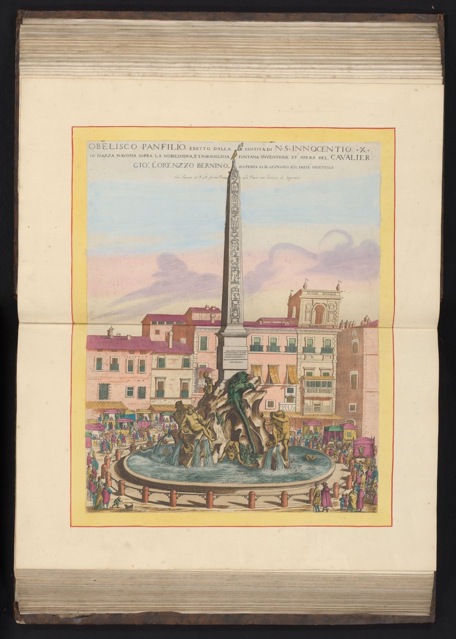 Vierstromenfontein te Róma Panfilio obeliszk, amelyet N. S. Innocentio X (...) szentsége állított (cím a tárgyon) alkotó: Louis Rouhier