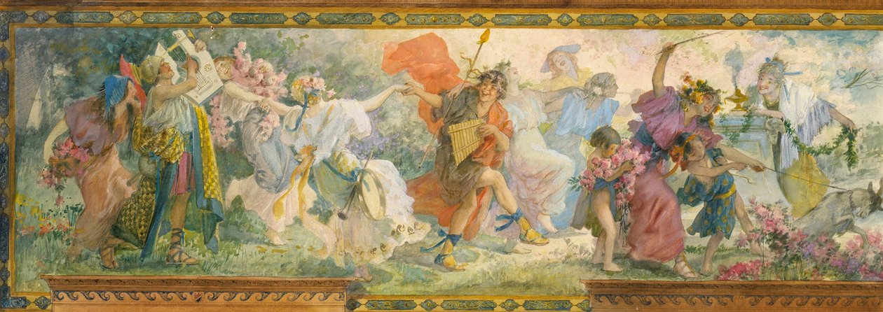 (Bacchanáliai mulatság, pán és felvonulás) alkotó: Louis Schaettle