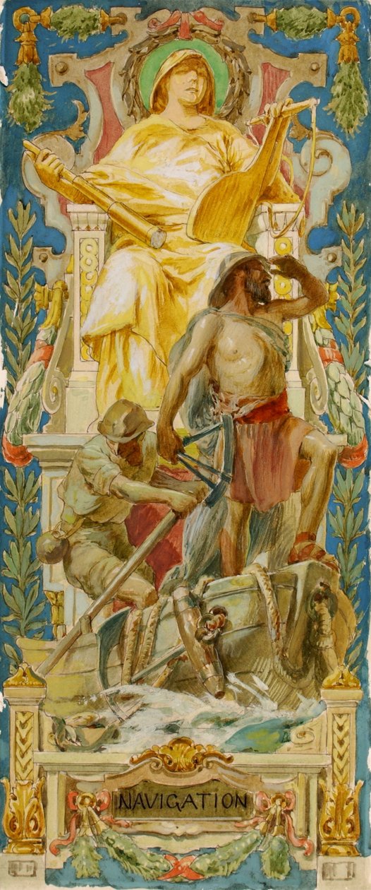 Navigáció (tanulmány a panel számára, Régi Szenátusi Irodaház) alkotó: Louis Schaettle