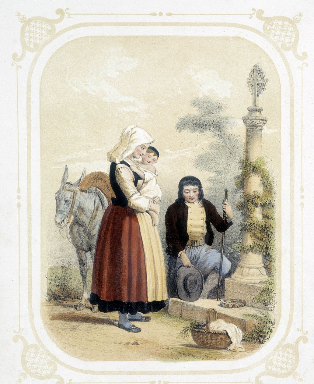 Család Bretagne-ban egy Pardon előtt – az „Album du jeune voyageur” című filmben, illusztrálta Louis Lassalle alkotó: Louis Simon Lassalle