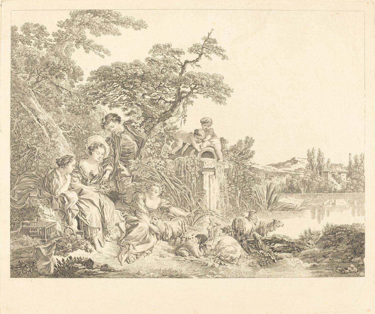 A Pásztor ajándékai alkotó: Louis Simon Lempereur after François Boucher