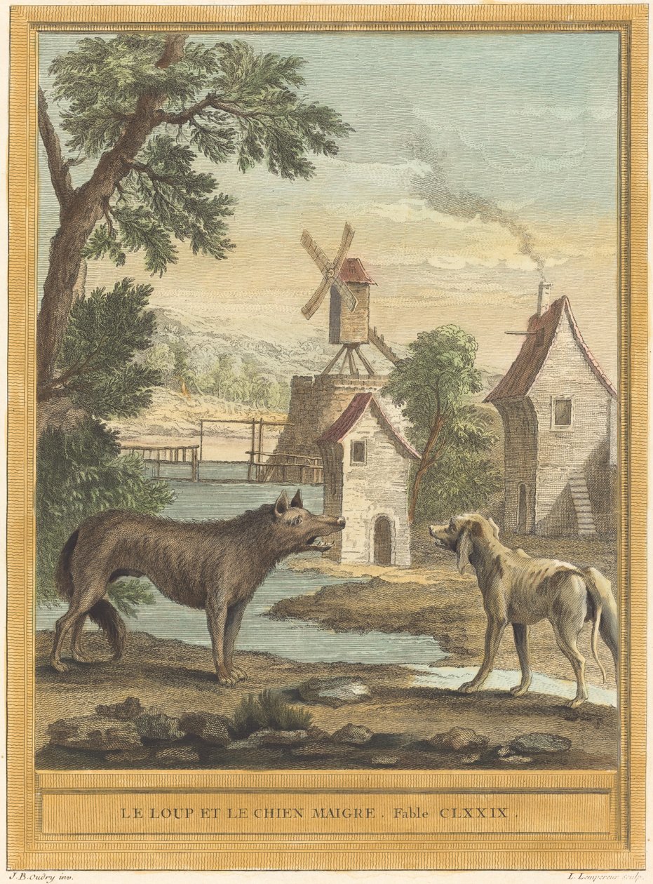 A farkas és a vékony kutya alkotó: Louis Simon Lempereur after Jean Baptiste Oudry