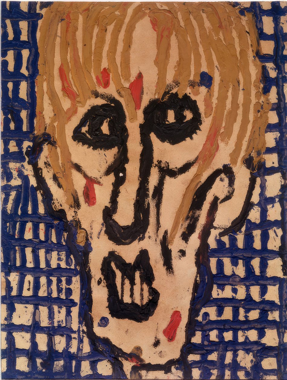 Férfi fej csempézett háttér előtt alkotó: Louis Soutter