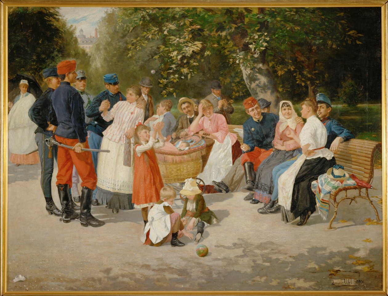 Nannies in a park ... (festmény vászonra) alkotó: Louis Uhl