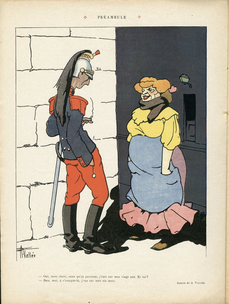 Louis Vallet (1856-1940) illusztrációja a Le Rire-ben, 02/03/12 - Preamble - Armee, Prostitution alkotó: Louis Vallet