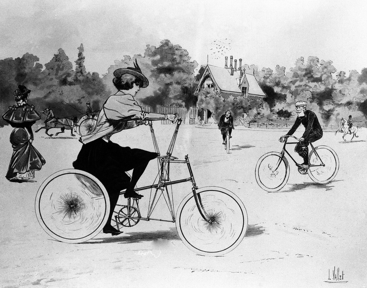 Les Vélocipédistes - Louis Vallet, Bibl. arts deco alkotó: Louis Vallet