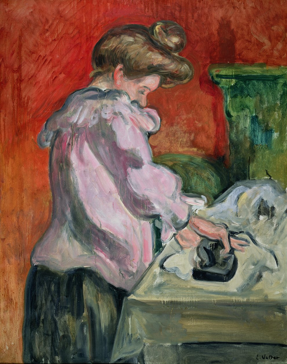 Egy nő vasal (olaj, vászon) alkotó: Louis Valtat