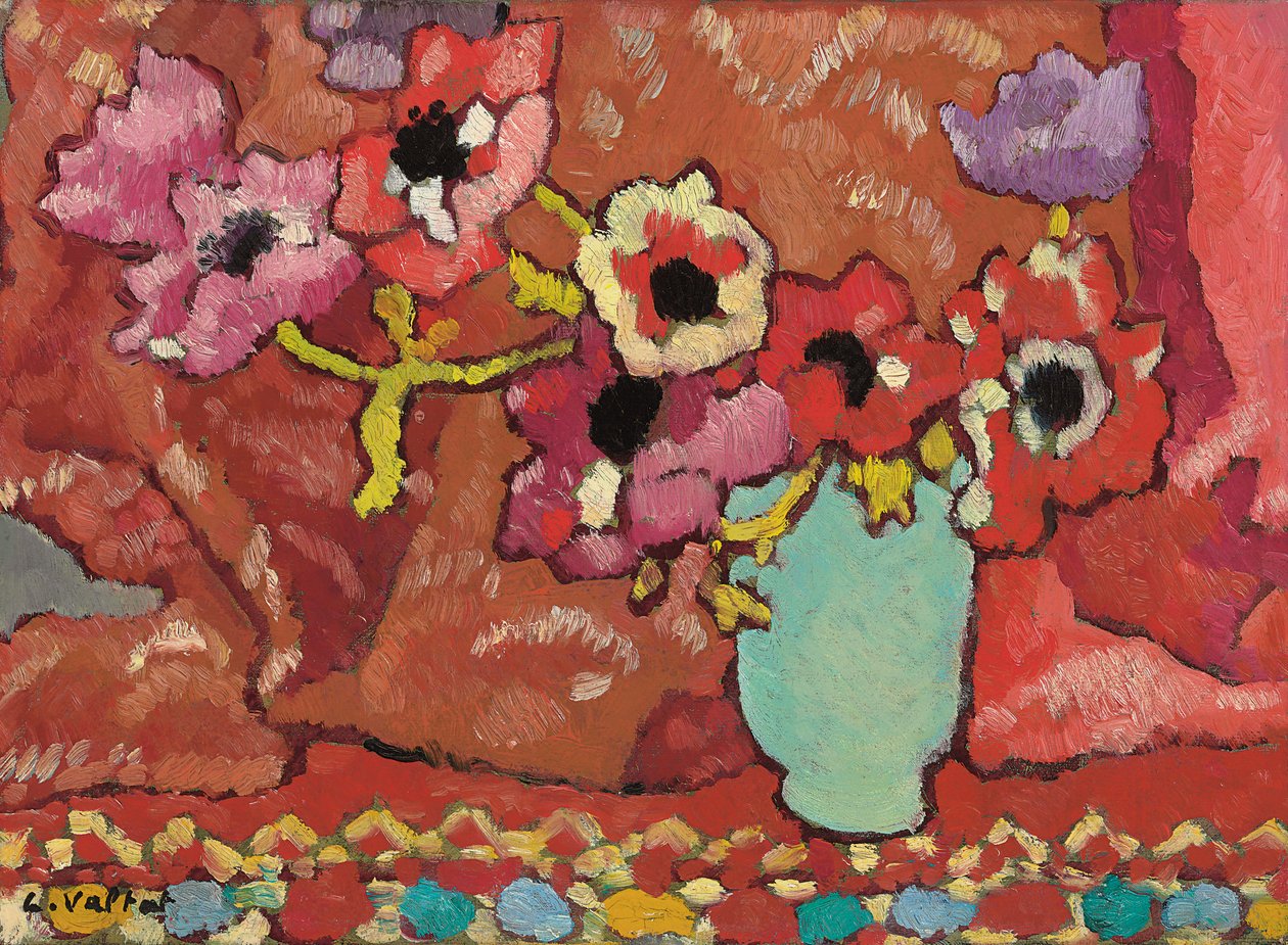 Kökörcsin a zöld kancsóban; Anemones au pichet vert, 1940 körül (olaj, vászon) alkotó: Louis Valtat