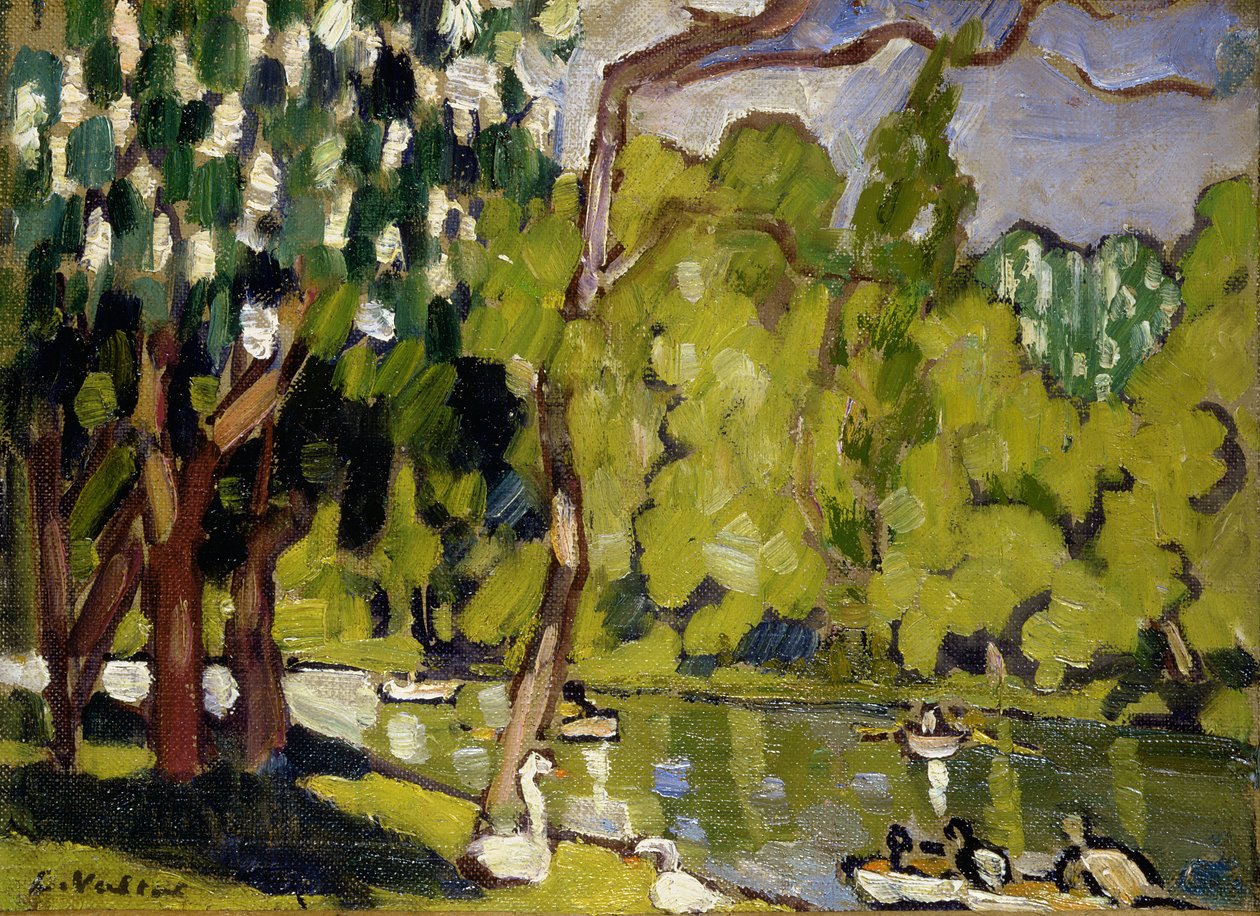 Hajók a tavon a Bois de Boulogne-ban alkotó: Louis Valtat