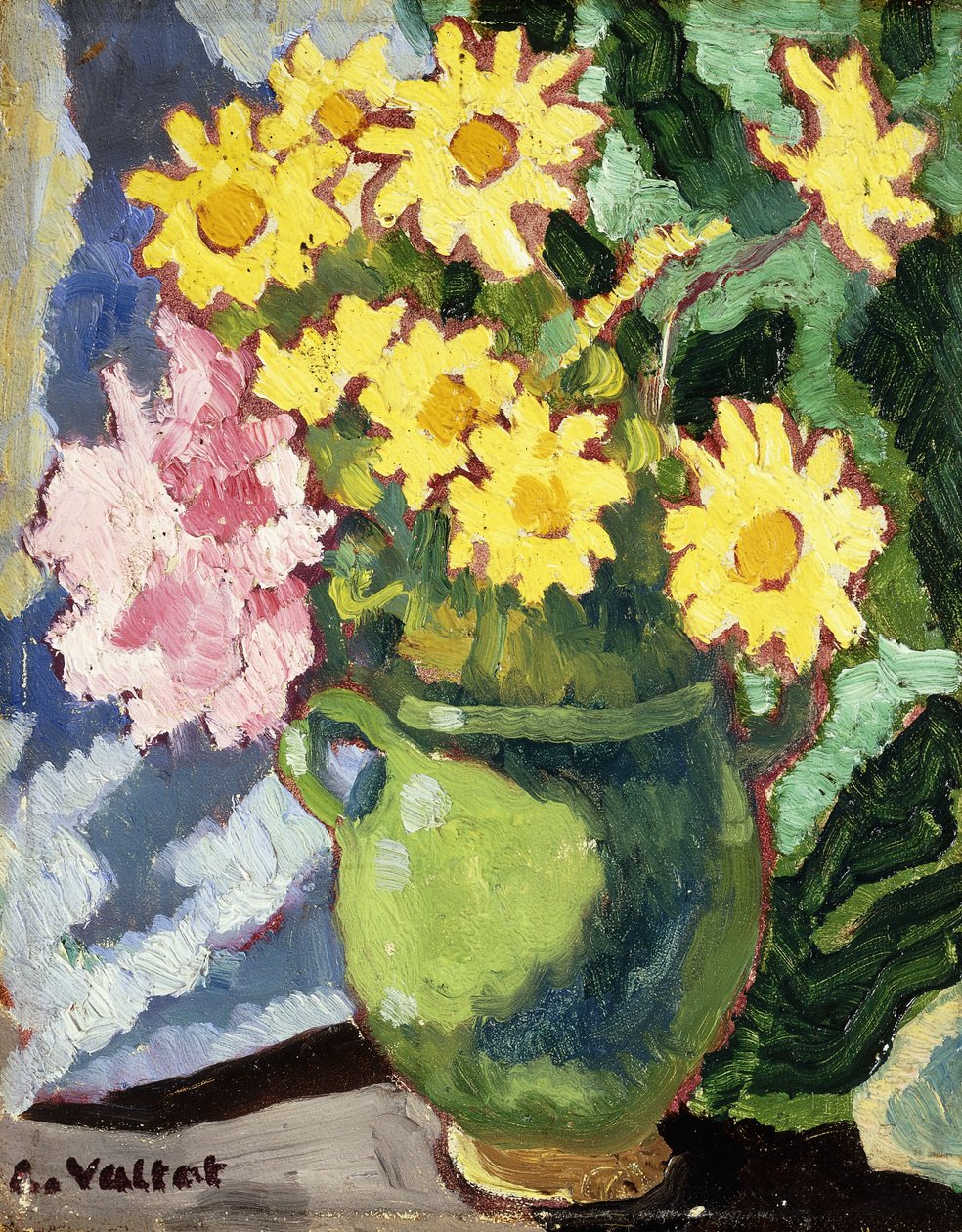 Sárga százszorszép zöld kancsóban; Sárga százszorszép, zöld kancsó alkotó: Louis Valtat