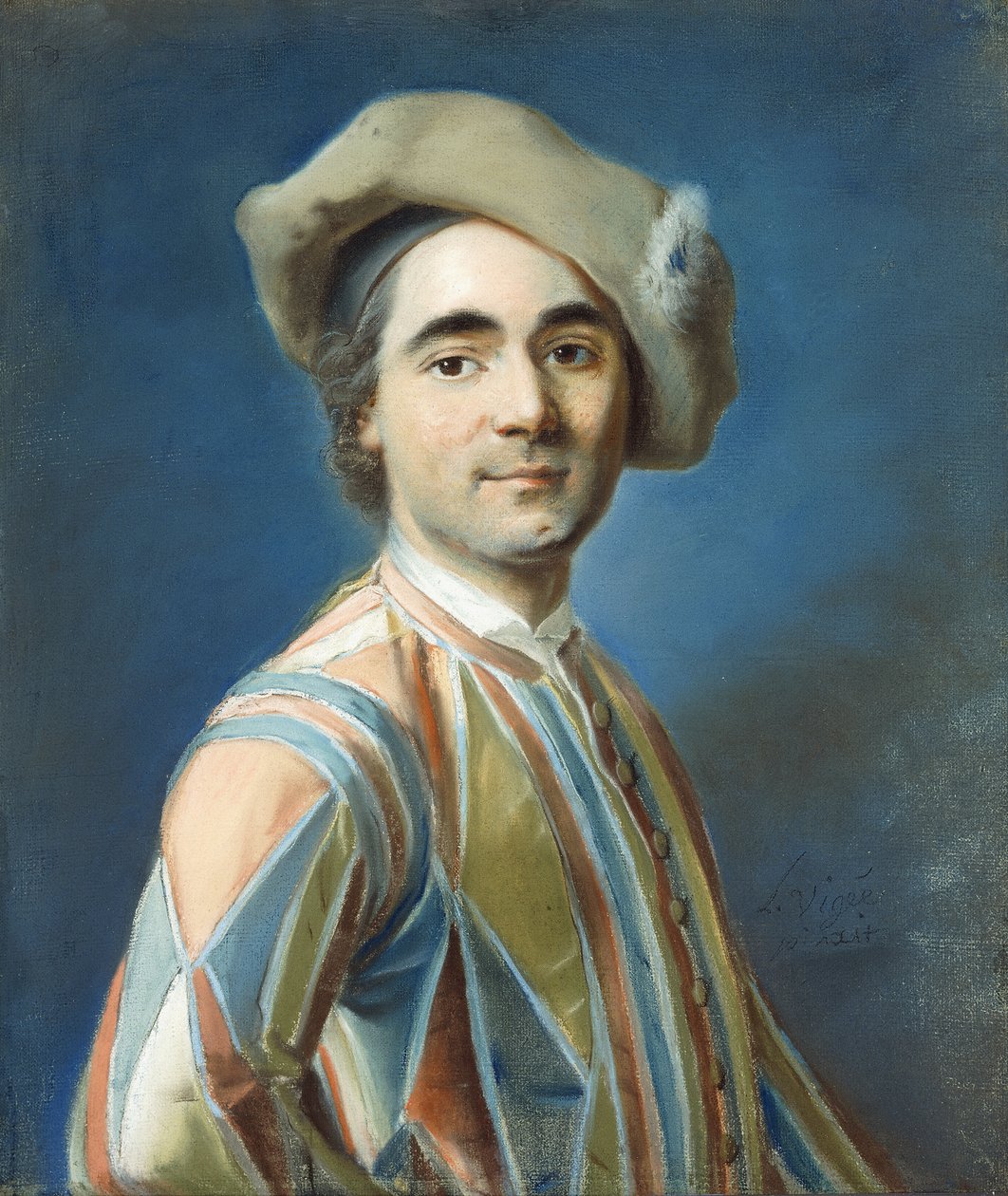 Egy színész portréja, mint Arlequin, alkotó: Louis Vigee