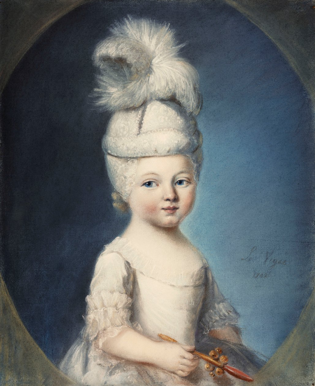 Fleury márki portréja bélelt kalapban csecsemőként, tollal, kezében egy arany és korall fogzású csörgővel, 1762 alkotó: Louis Vigee
