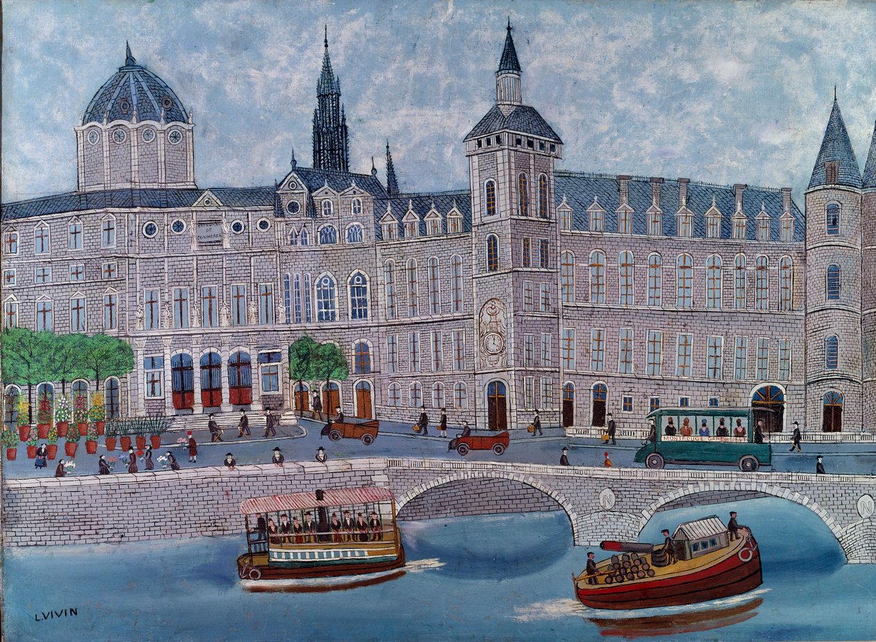 Kilátás a párizsi Igazságügyi Palotára Louis Vivin (1861-1936) festménye 20. századi Párizs, Városi Modern Művészetek Múzeuma alkotó: Louis Vivin