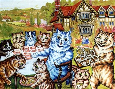 Teázás a Napsburyben (akvarell) alkotó: Louis Wain