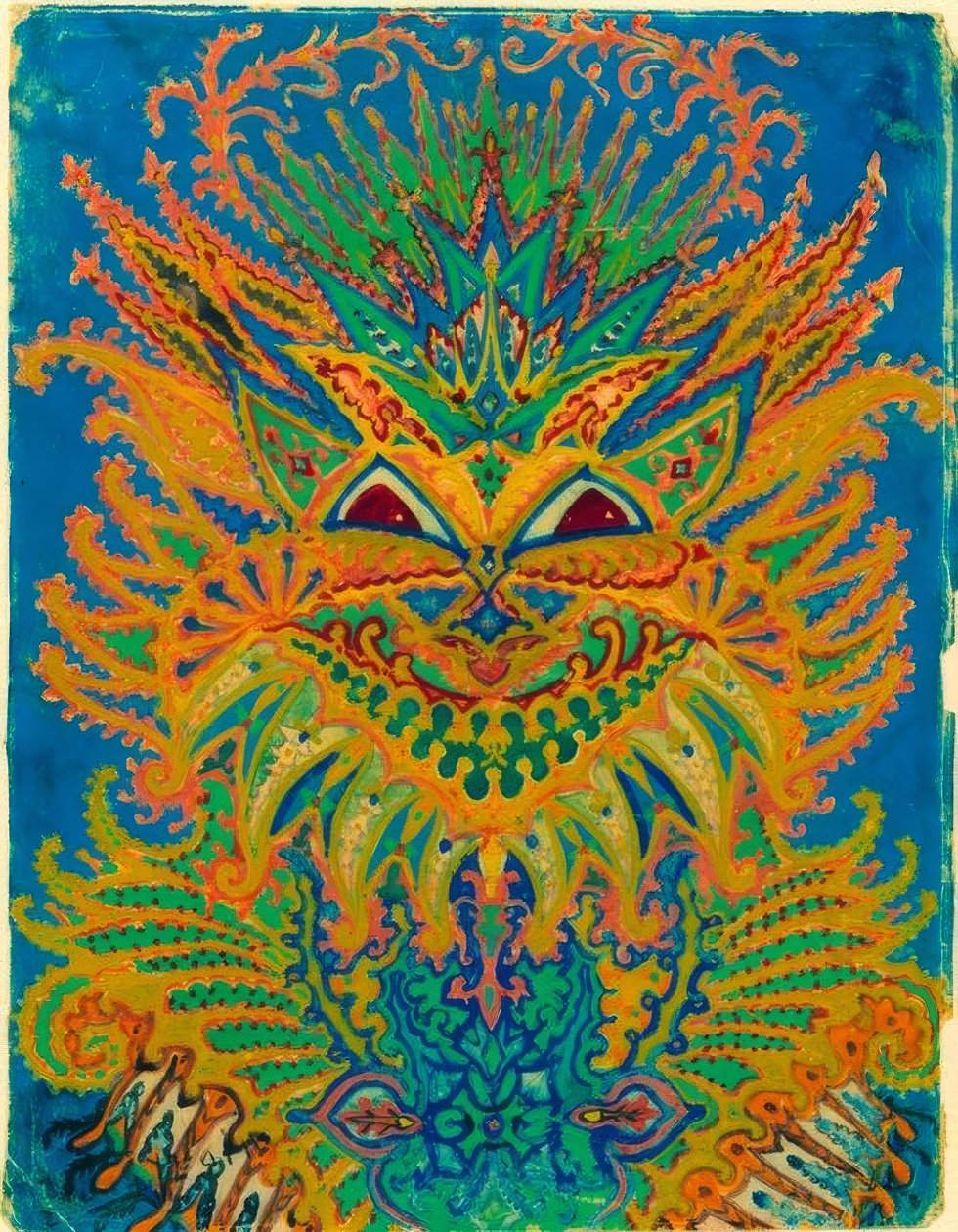 Kaleidoszkóp macskák: macskaminta kék színen alkotó: Louis Wain