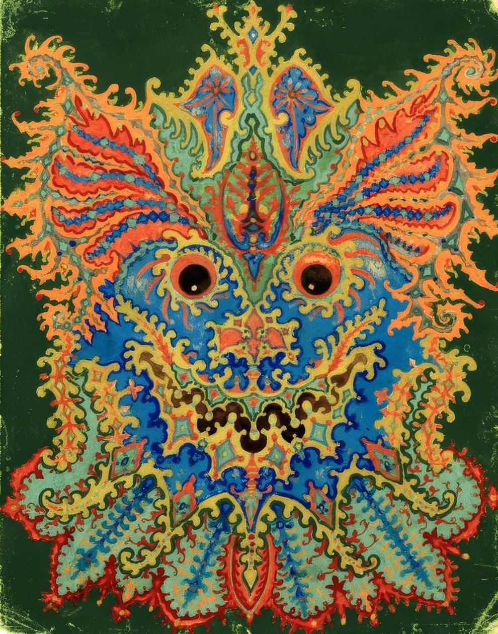 Kaleidoszkóp macskák: macska minta zölden alkotó: Louis Wain