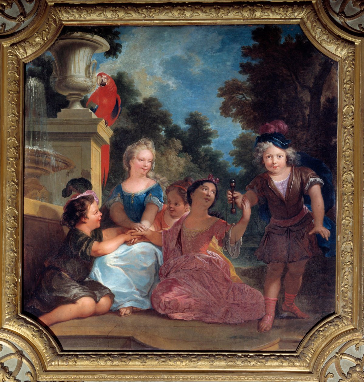 Bilboquet játszó gyerekcsoport Louis Boulongne le Jeune festménye (1654-1733) 18. századi Párizs, Olaszország nagykövetsége alkotó: Louis de Boullongne