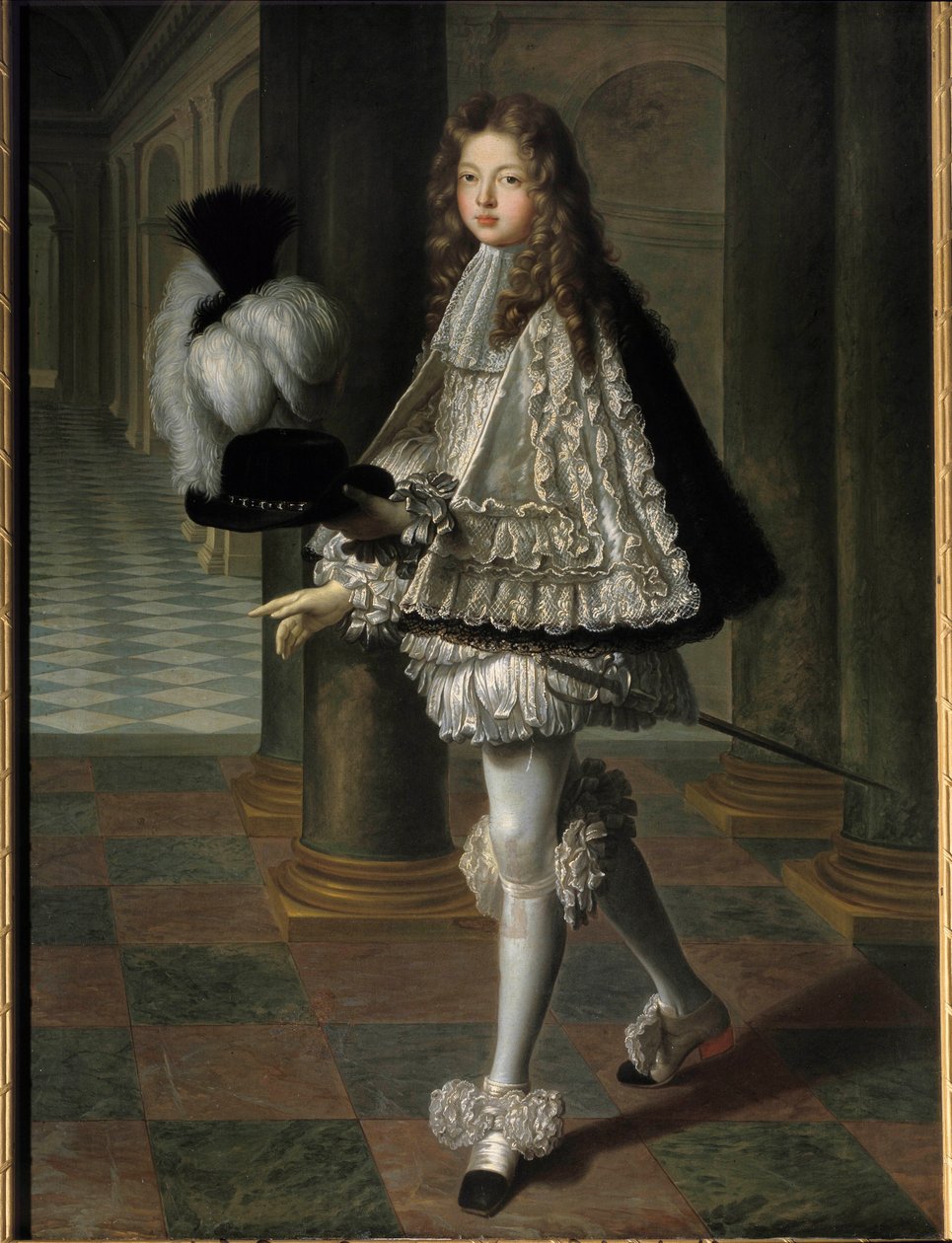 Portré en pied Louis Alexandre de Bourbontól, Toulouse grófjától a Szentlélek újoncruhájában (Szentlélek Rendje) (1678-1737), XIV. Lajos és Francoise Athenais (Francoise-Athenais) törvényes fia, Rochechouart Mortemart, márkiné a Mont alkotó: Louis de Boullogne