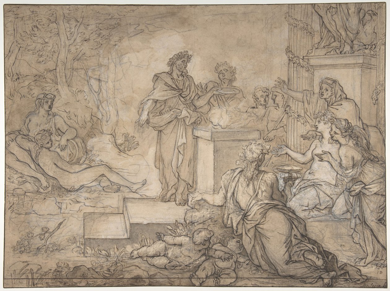 Jupiter-szobor előtt felajánlott áldozat, 17. század. alkotó: Louis de Boullogne