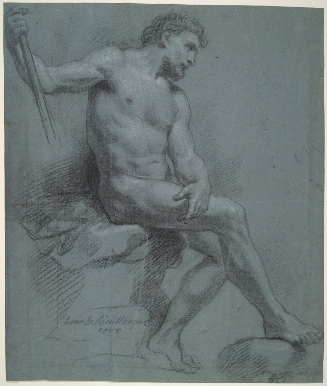 Ülő férfi akt a profilban alkotó: Louis de Boullogne the Younger