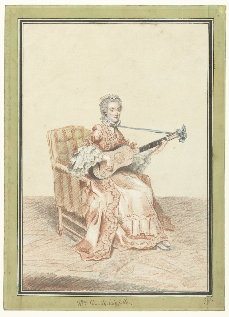 Madame de Montinville portréja gitározik alkotó: Louis de Carmontelle
