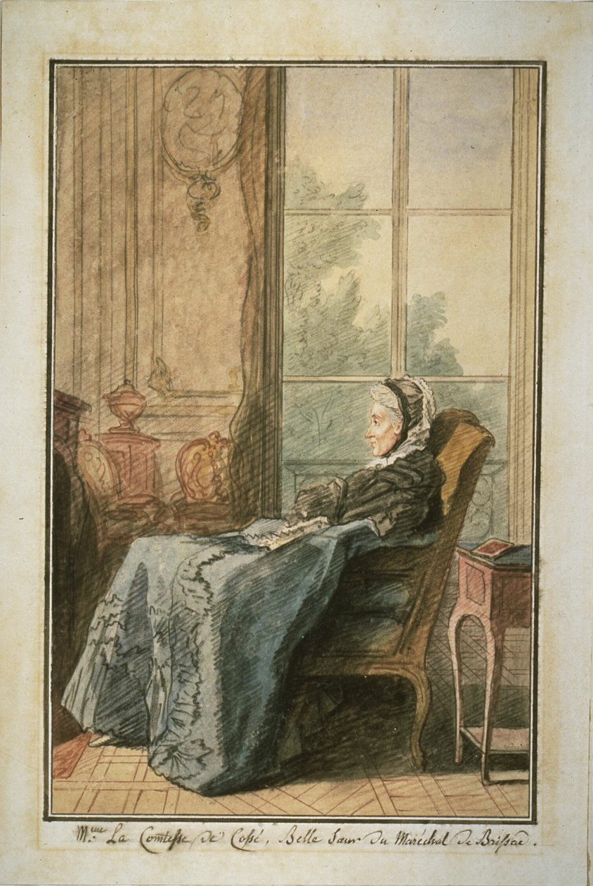 Cossé grófnő egy szalonban alkotó: Louis de Carmontelle