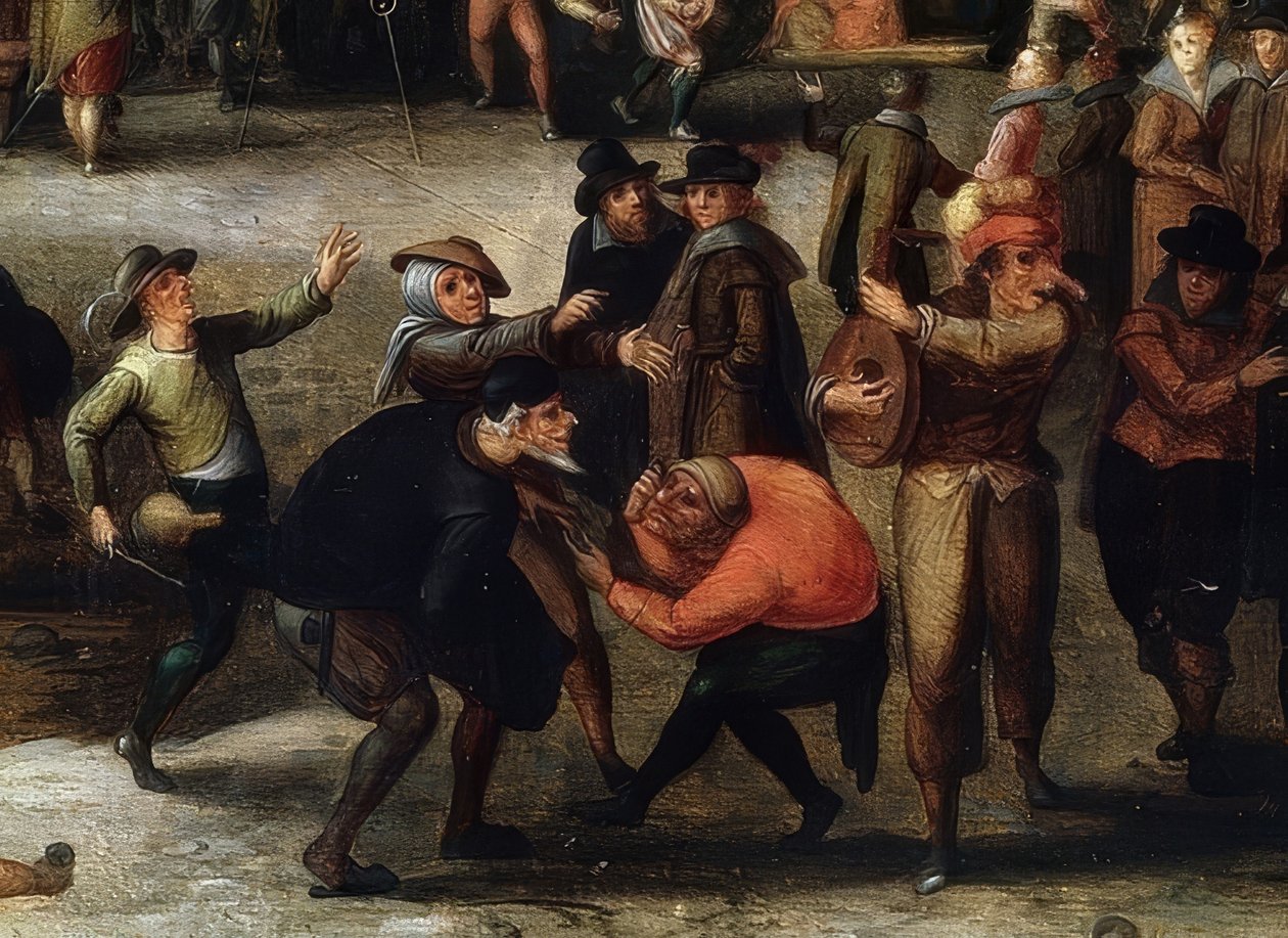 Karneváli jelenetek. Részlet alkotó: Louis de Caulery