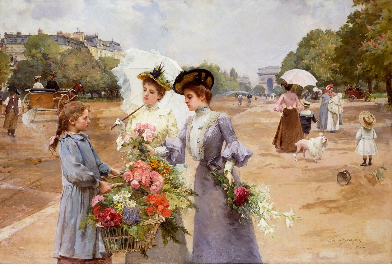 A Bois de Boulogne sugárút – tavaszi reggel alkotó: Louis de Schryver
