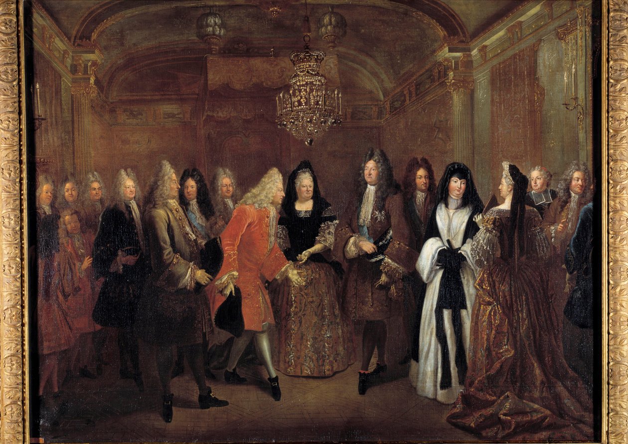 XIV. Lajos király (1638-1715) 1714. szeptember 27-én Fontainebleau kastélyában fogadta Frederic Augustus szász herceget Elizabeth Charlotte d