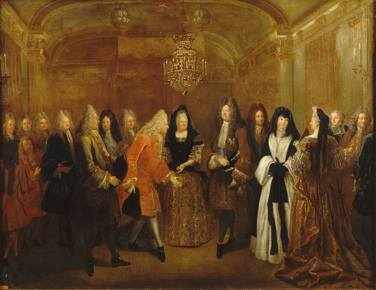 Louis XIV receives Prince August, the future King of Poland and Elector of Saxony, ca 1714.  alkotó: Louis de Silvestre