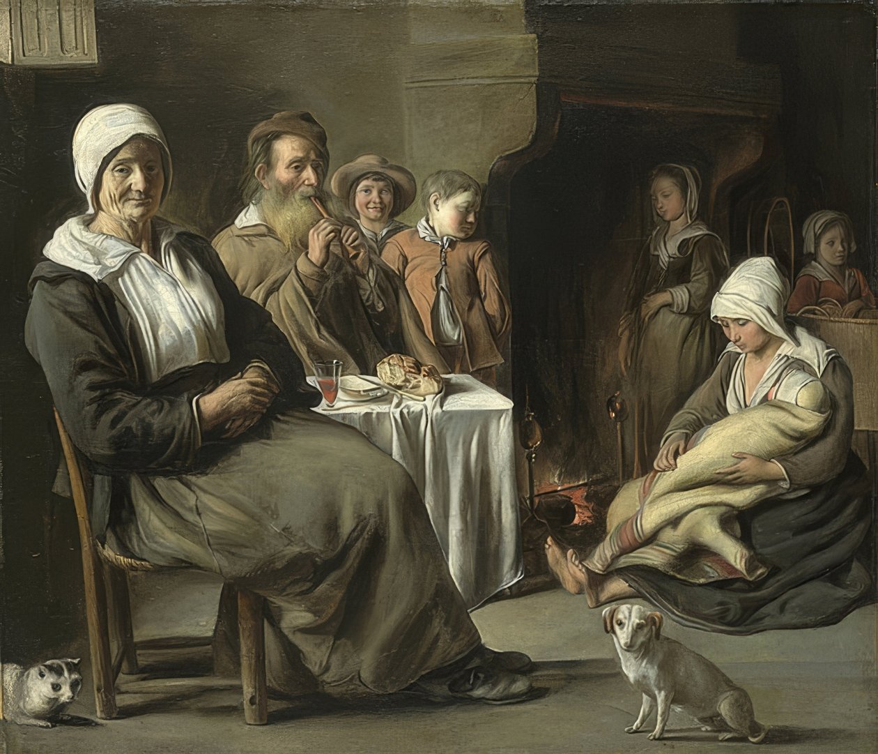 Parasztbelső egy régi furulyás. 1642 körül alkotó: Louis le Nain