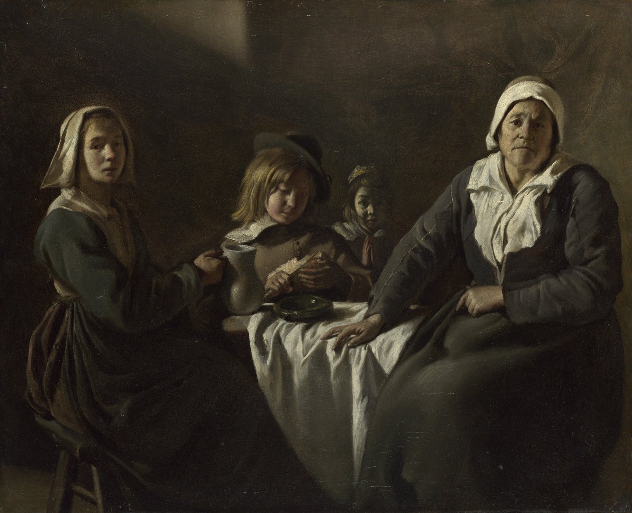 Négy ábra egy asztalnál, c. 1643 alkotó: Louis le Nain